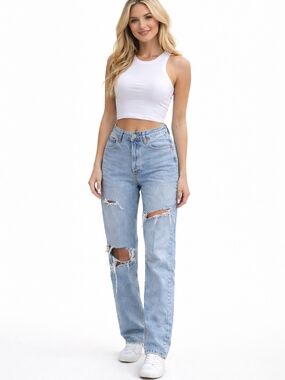 Citizens Of Humanity Light Blue Distressed Straight Jeans Size 25